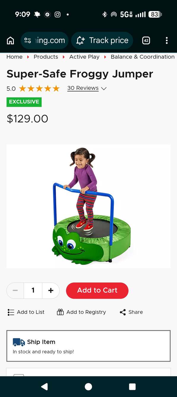 *New in box *Lakeshore Learning Super-Safe Froggy Jumper trampoline